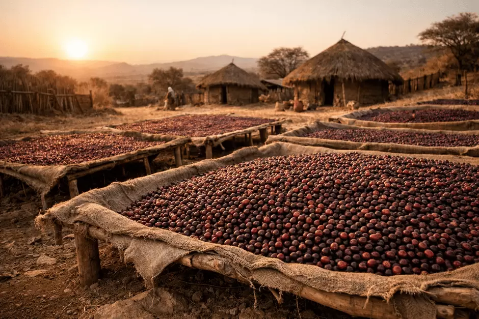 Как сухая обработка формирует уникальный вкус эфиопского кофе