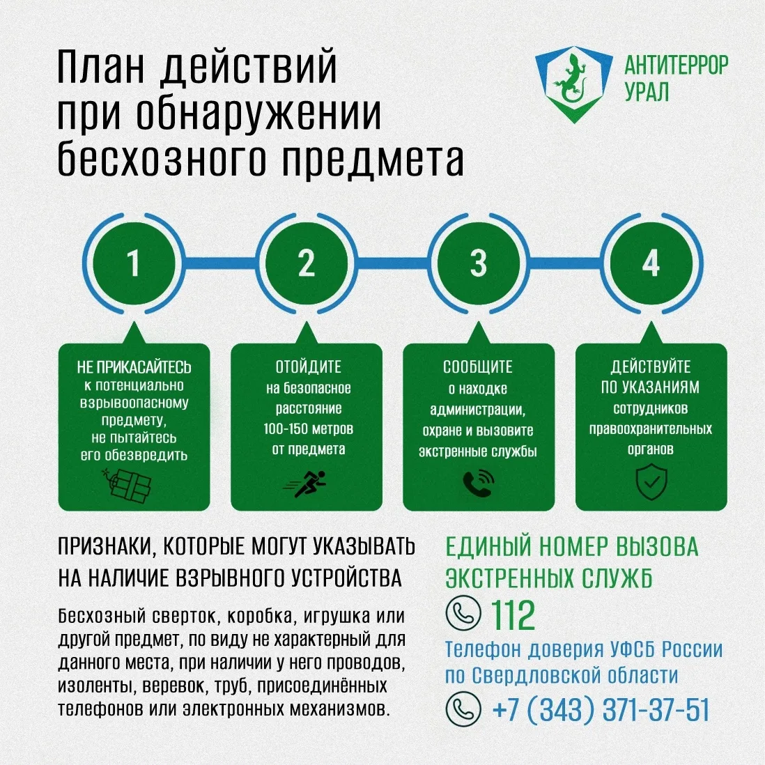 План действий при обнаружении бесхозного предмета